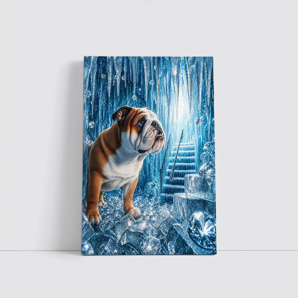 English Bulldog Puppy In Ice Crystal Cave – Wall Art