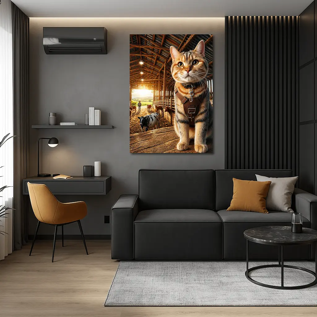 Tabby Cat In Rustic Barn Farm Setting – Wall Art