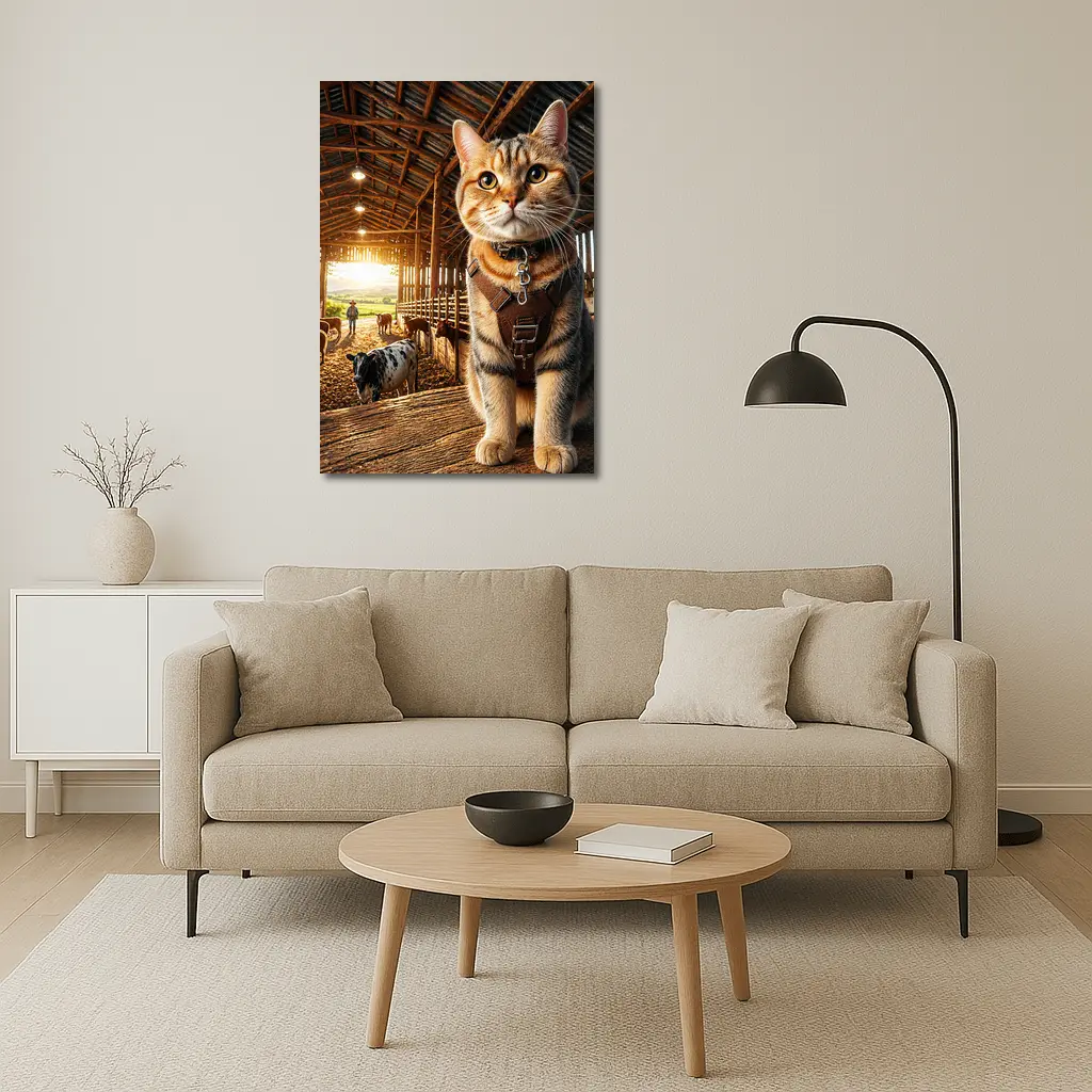 Tabby Cat In Rustic Barn Farm Setting – Wall Art
