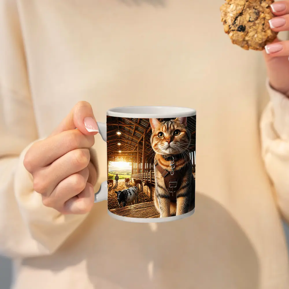 Tabby Cat In Rustic Barn Farm Setting – Mugs
