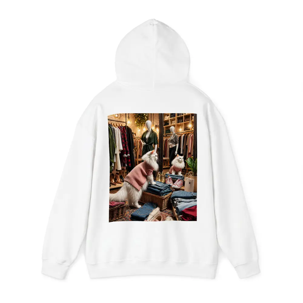 White Cat Wearing Sweater In Fashion Boutique – Hoodies