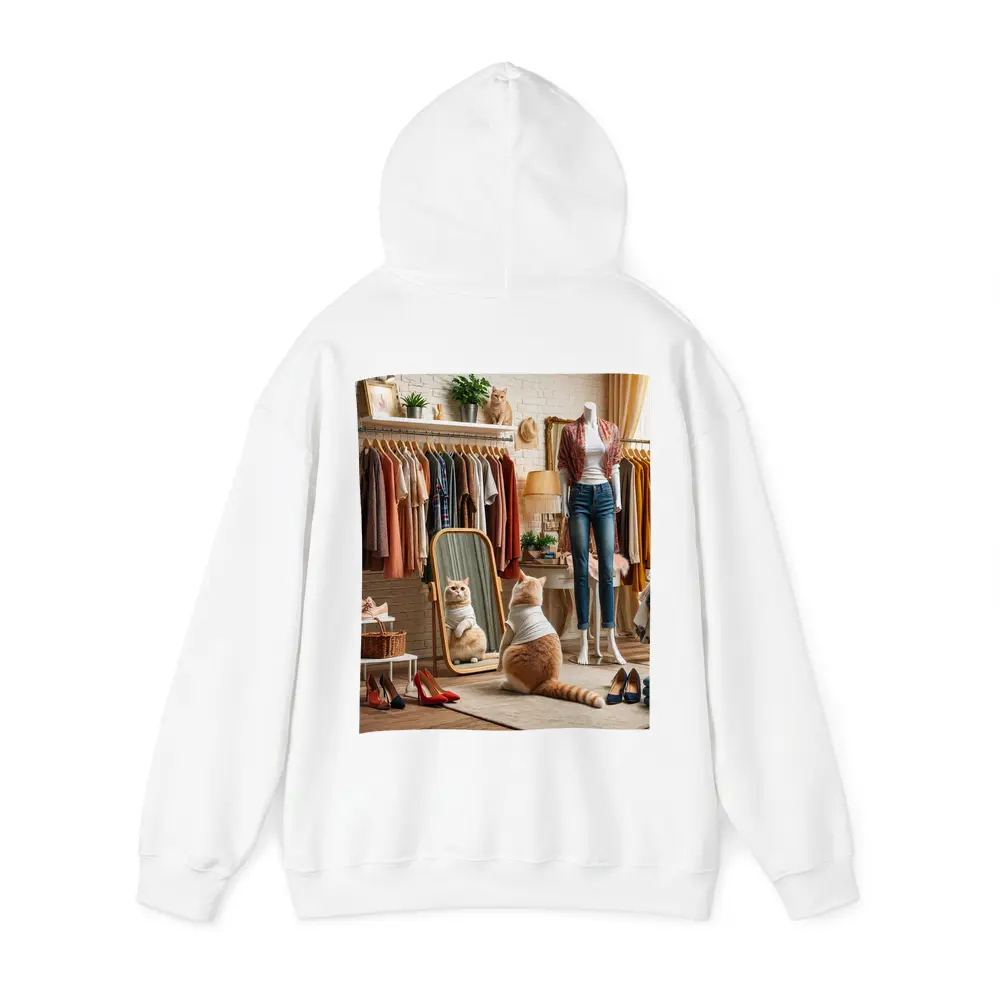 Fashionable Cat in Boutique Dressing Room – Hoodies