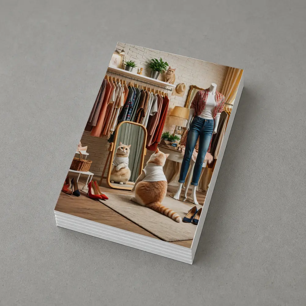 Fashionable Cat in Boutique Dressing Room – Postcards