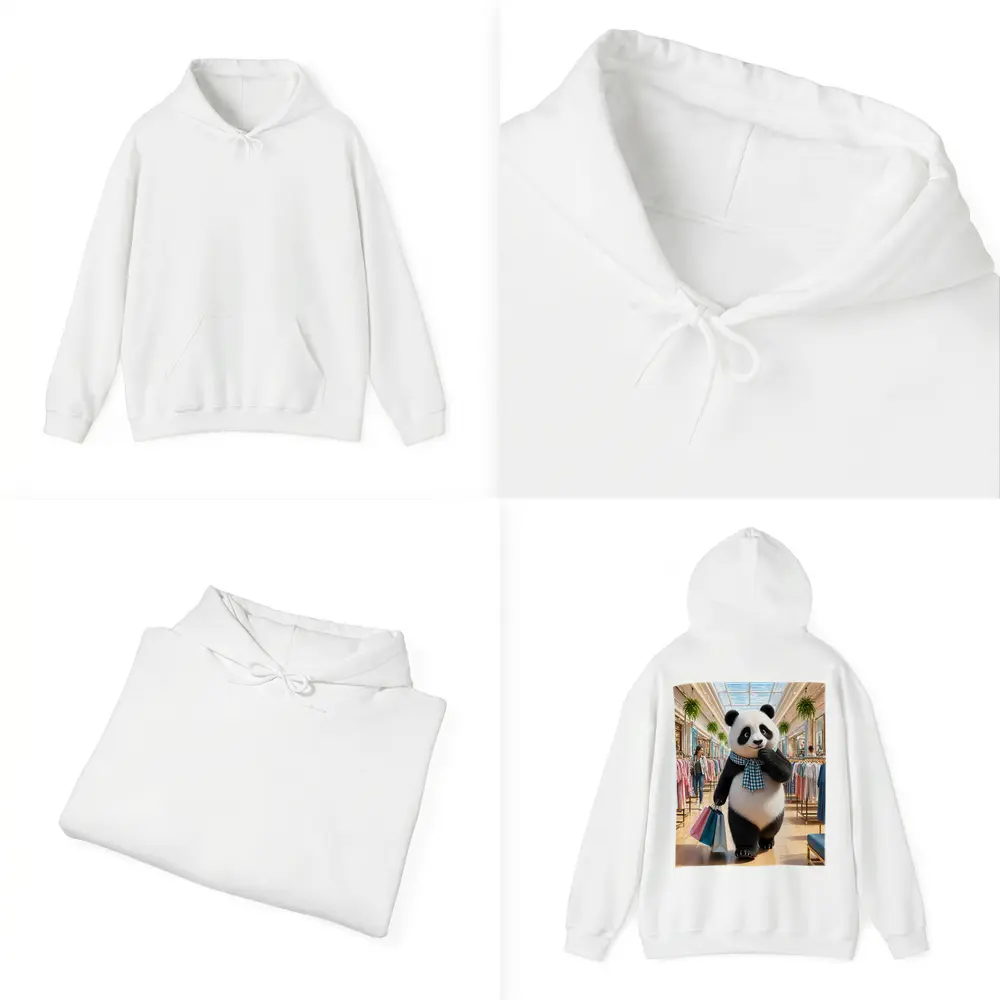 Fashionista Panda Shopping at Colorful Mall – Hoodies