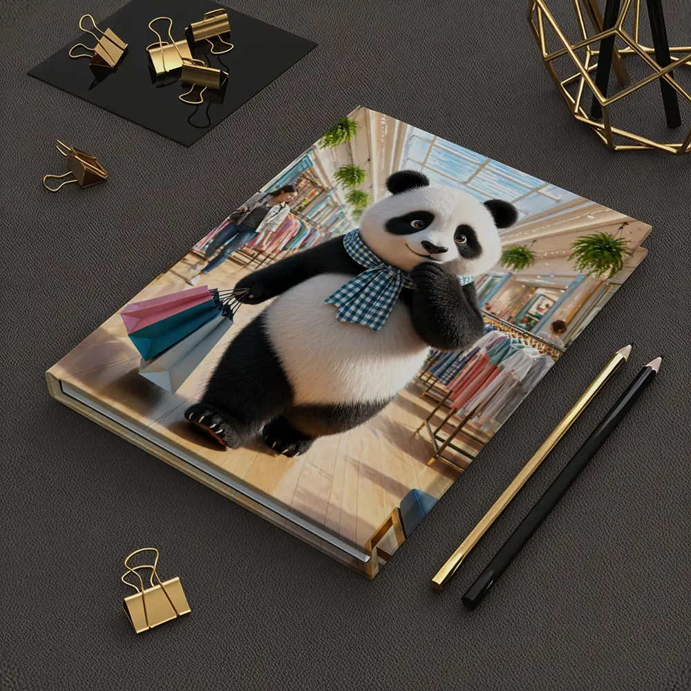 Fashionista Panda Shopping at Colorful Mall – Notebooks