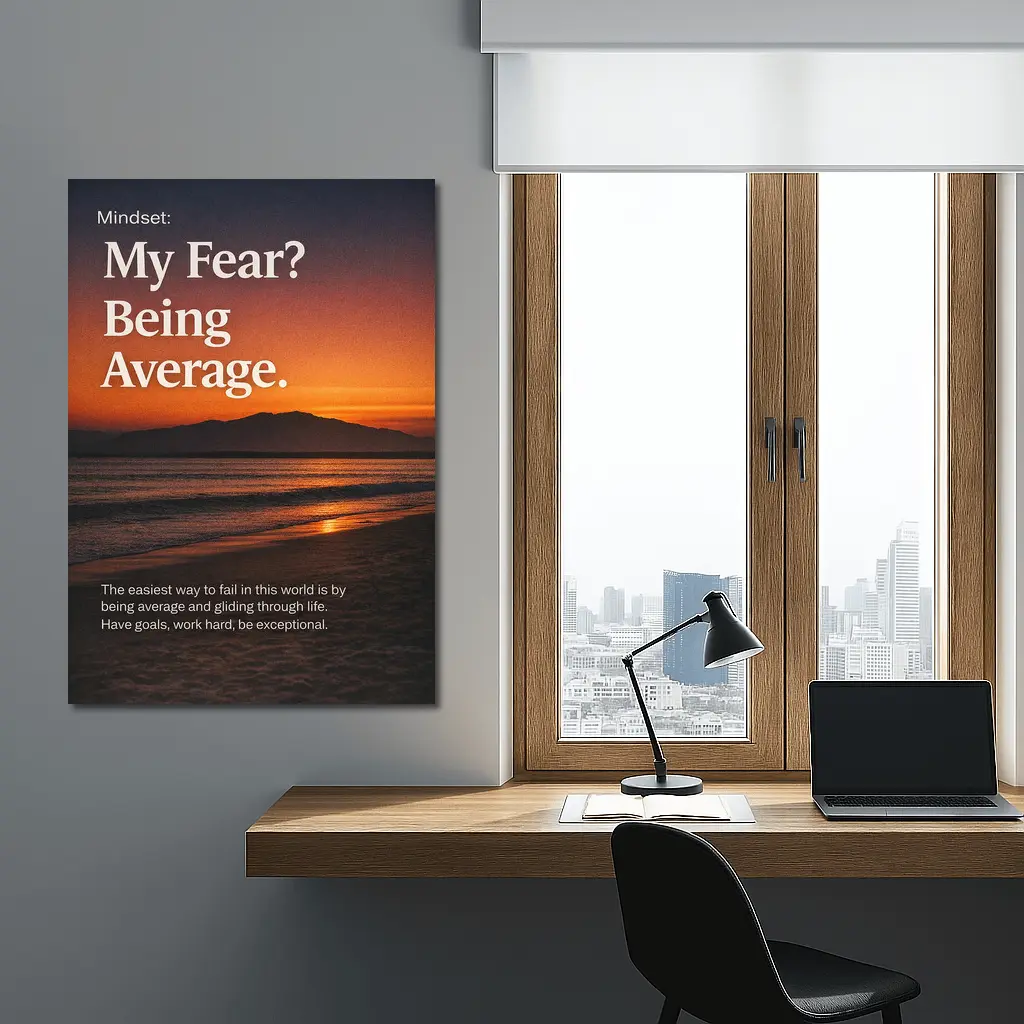 My Fear Being Average Sunset Mindset Quote – Wall Art