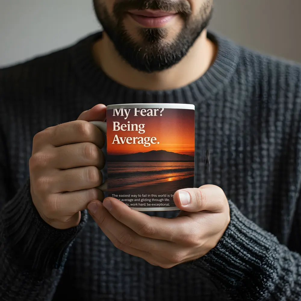 My Fear Being Average Sunset Mindset Quote – Mugs