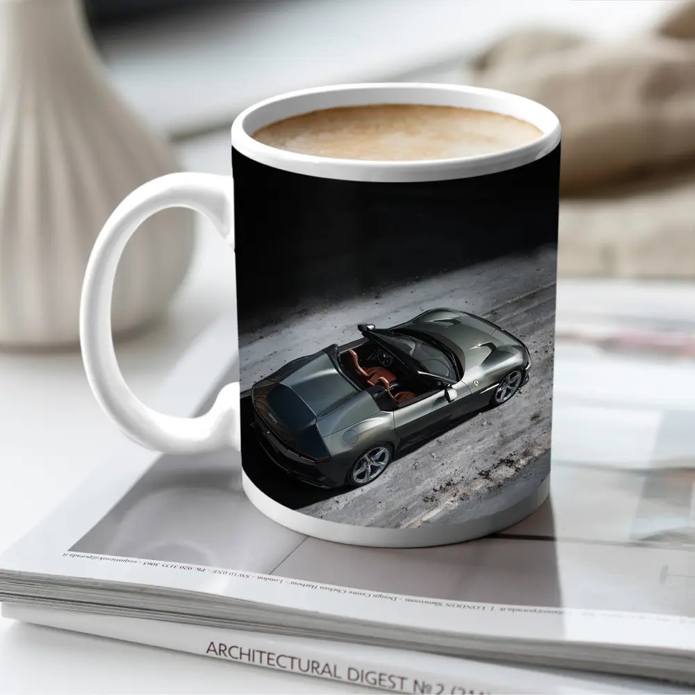Ferrari Twelve Cilindri Green Convertible Aerial View – Mugs