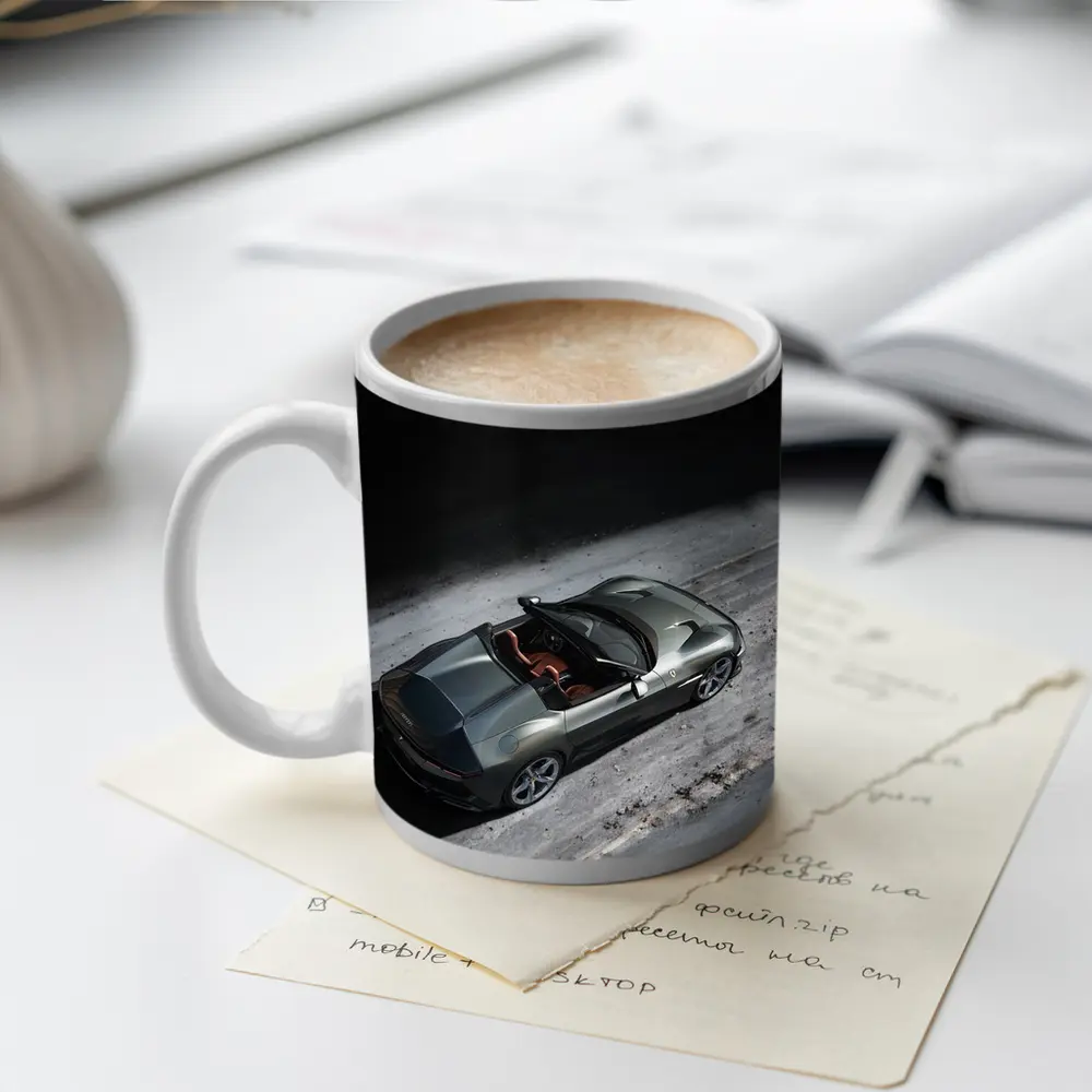 Ferrari Twelve Cilindri Green Convertible Aerial View – Mugs