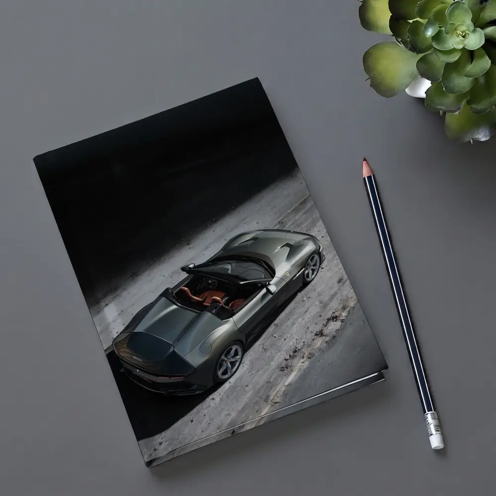 Ferrari Twelve Cilindri Green Convertible Aerial View – Notebooks