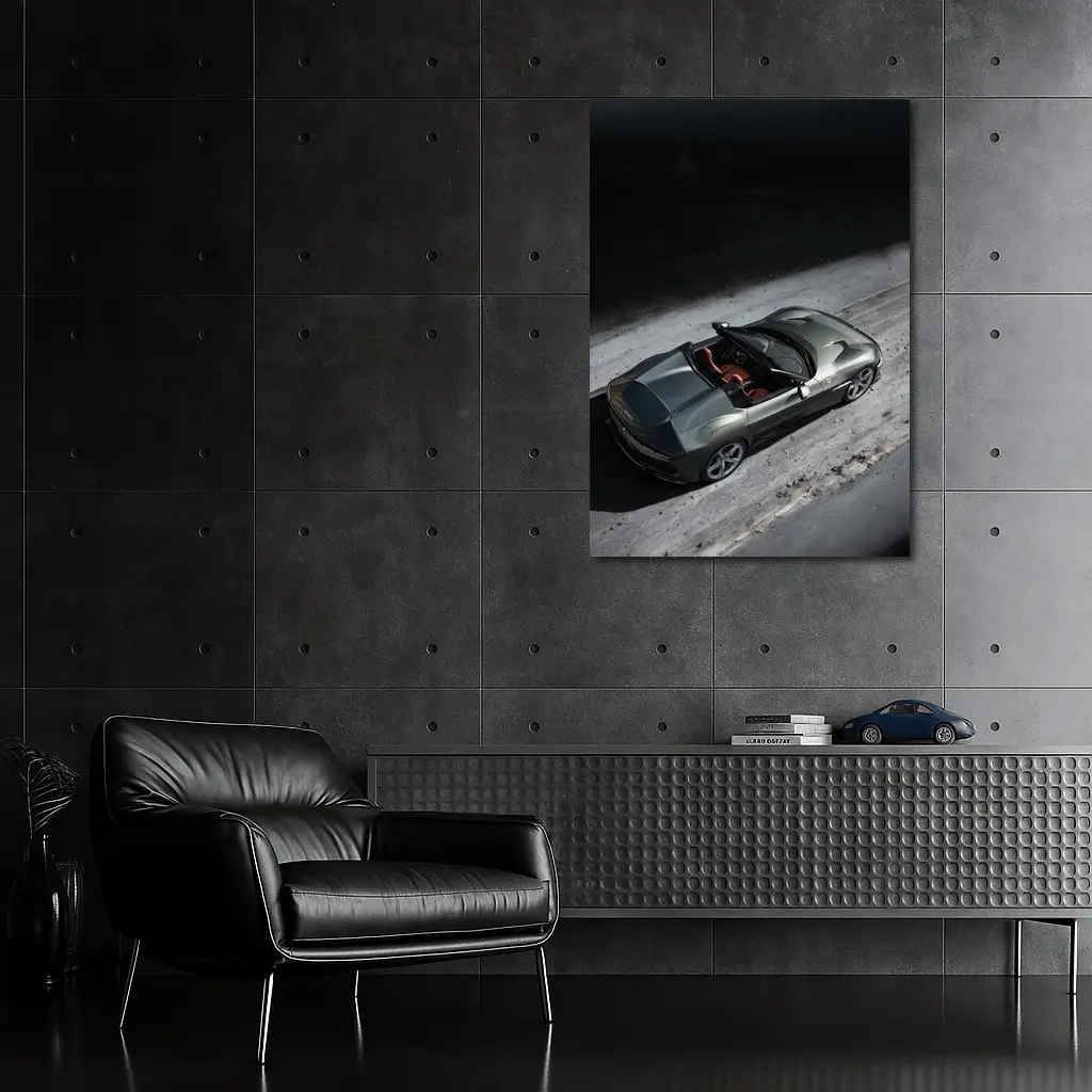 Ferrari Twelve Cilindri Green Convertible Aerial View – Wall Art