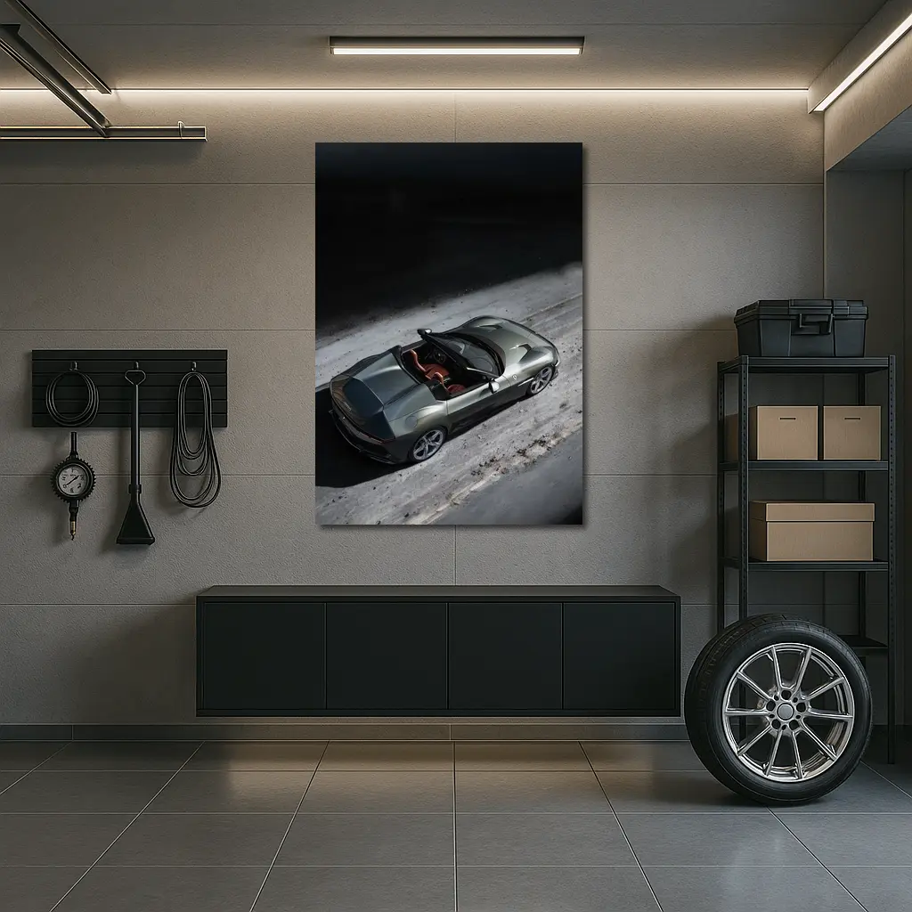 Ferrari Twelve Cilindri Green Convertible Aerial View – Wall Art