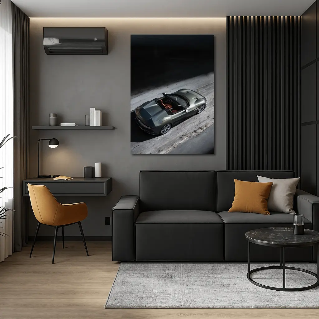Ferrari Twelve Cilindri Green Convertible Aerial View – Wall Art
