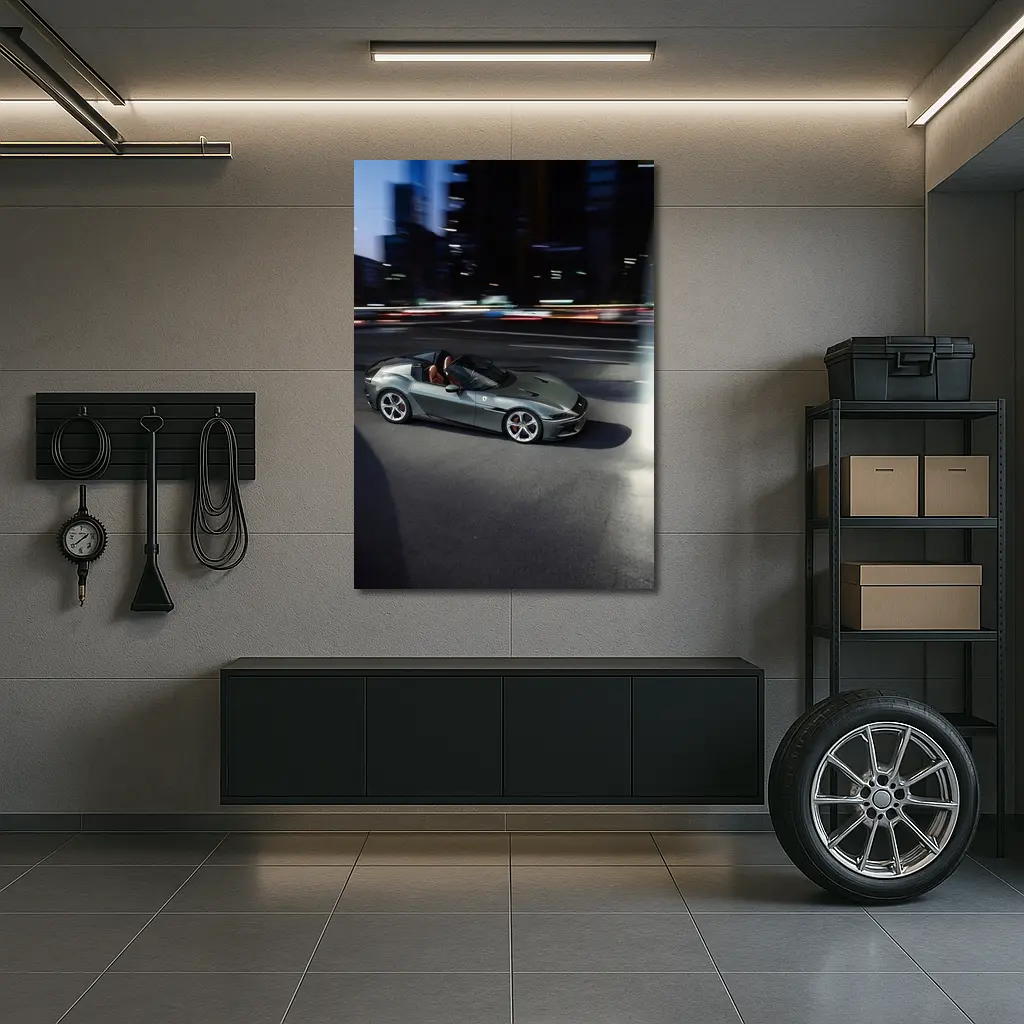 Ferrari 12 Cilindri Green City Night Drive – Wall Art