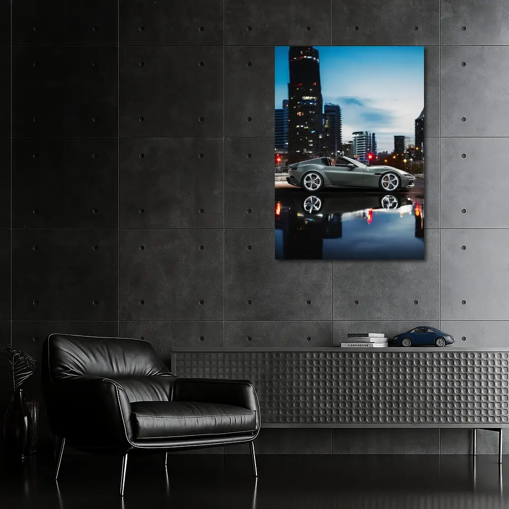 Ferrari 12 Cilindri Green City Night – Wall Art