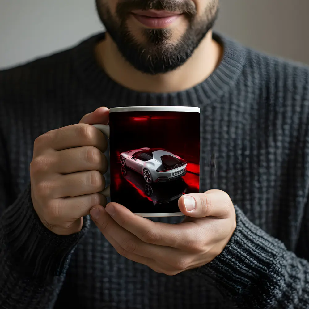 Ferrari 12 Cilindri Silver Car Dark Studio – Mugs