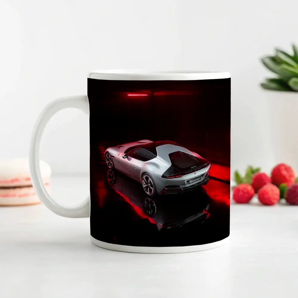 Ferrari 12 Cilindri Silver Car Dark Studio – Mugs