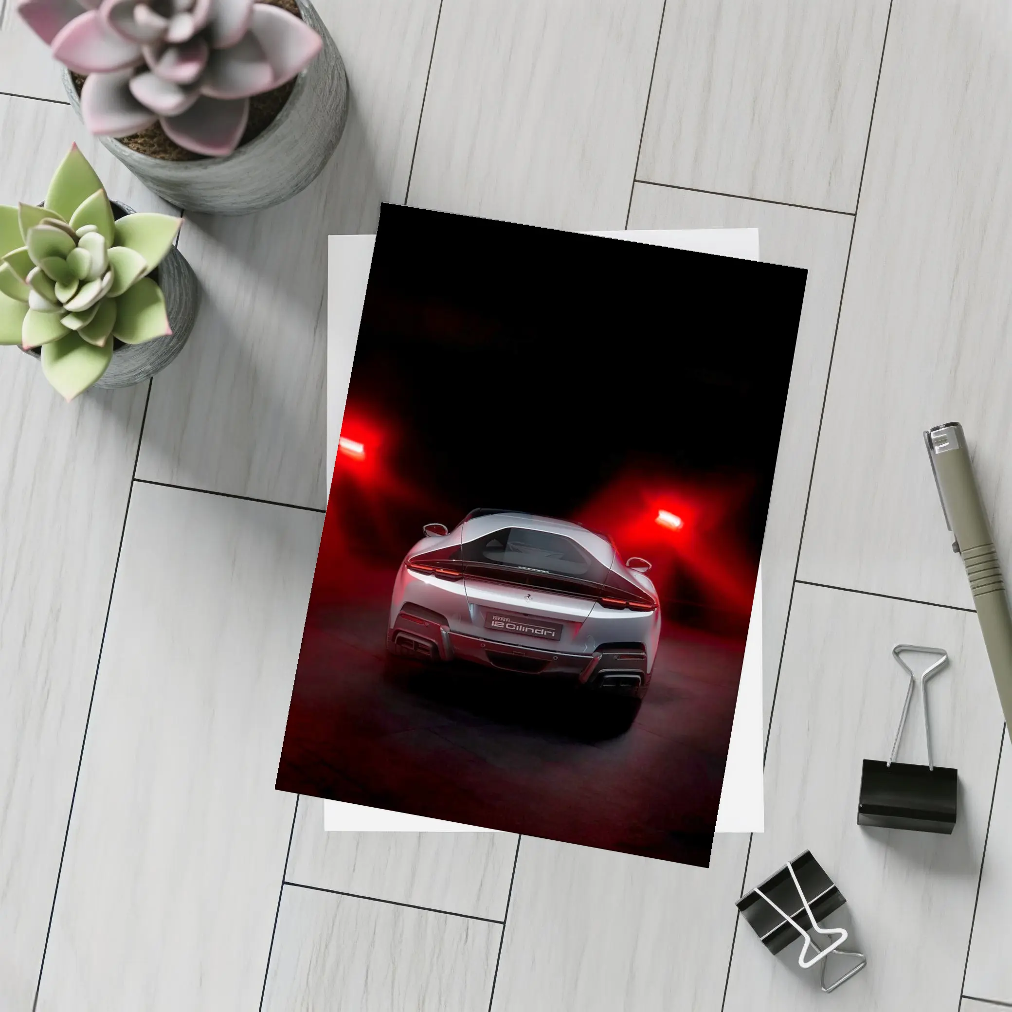 Ferrari 12 Cilindri Rear View Dark Studio – Postcards