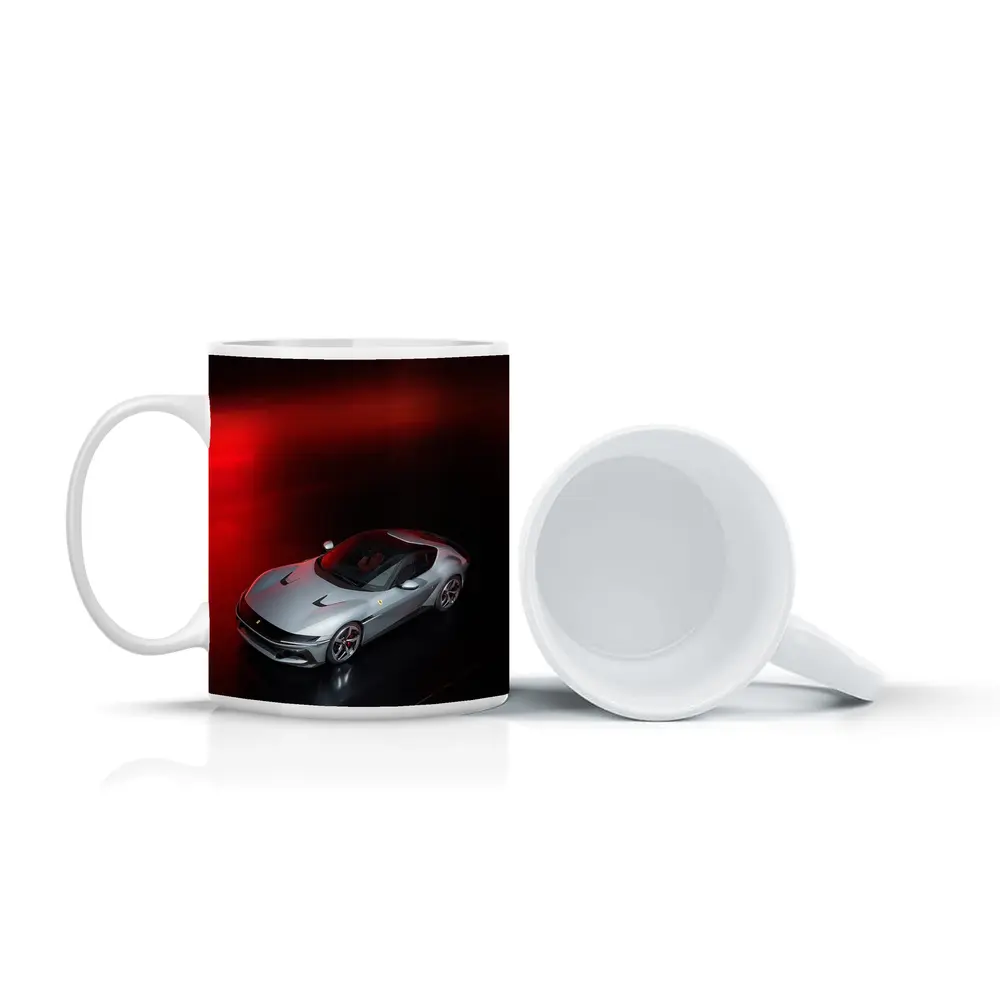 Ferrari Twelve Cylinders Silver Car Dark Studio – Mugs
