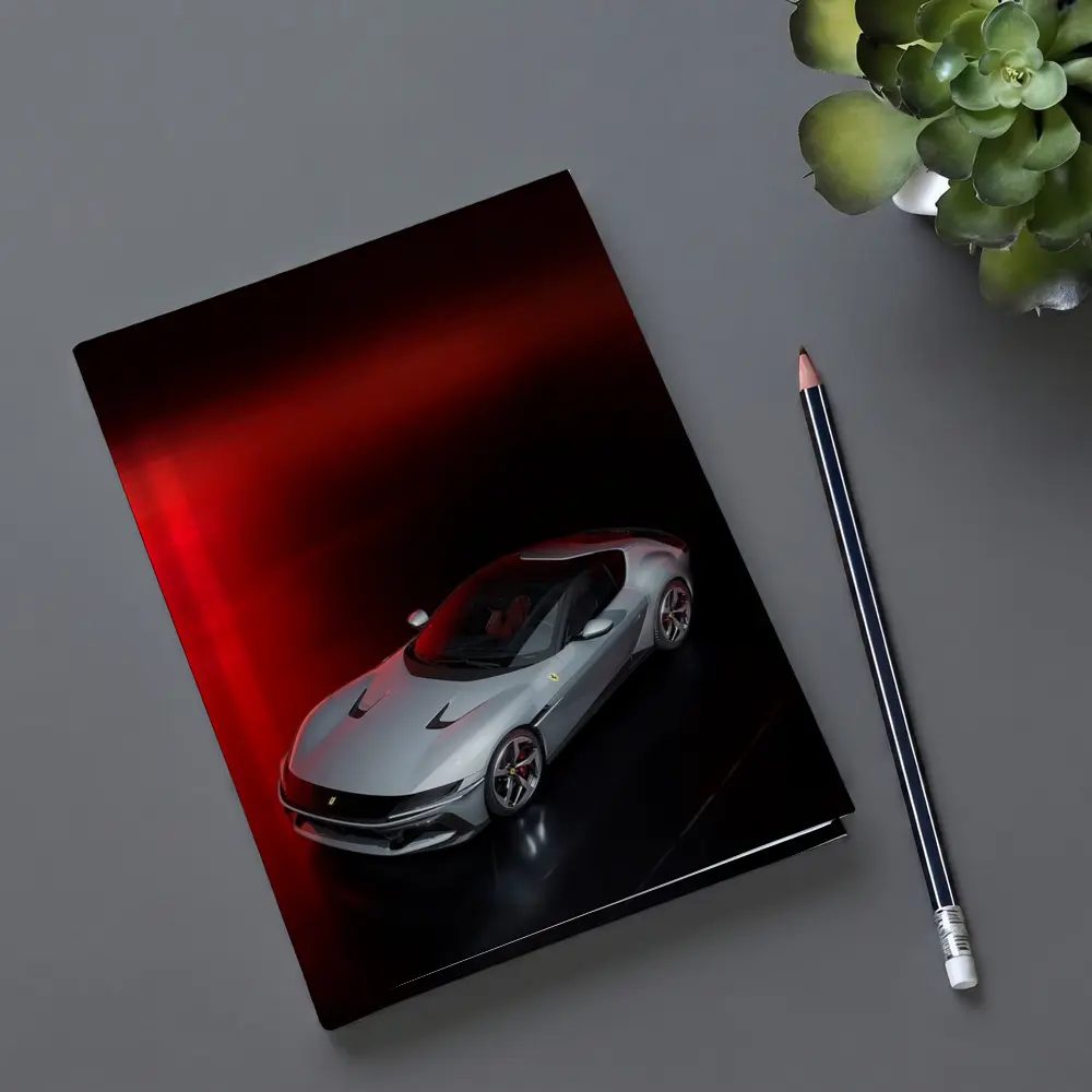 Ferrari Twelve Cylinders Silver Car Dark Studio – Notebooks