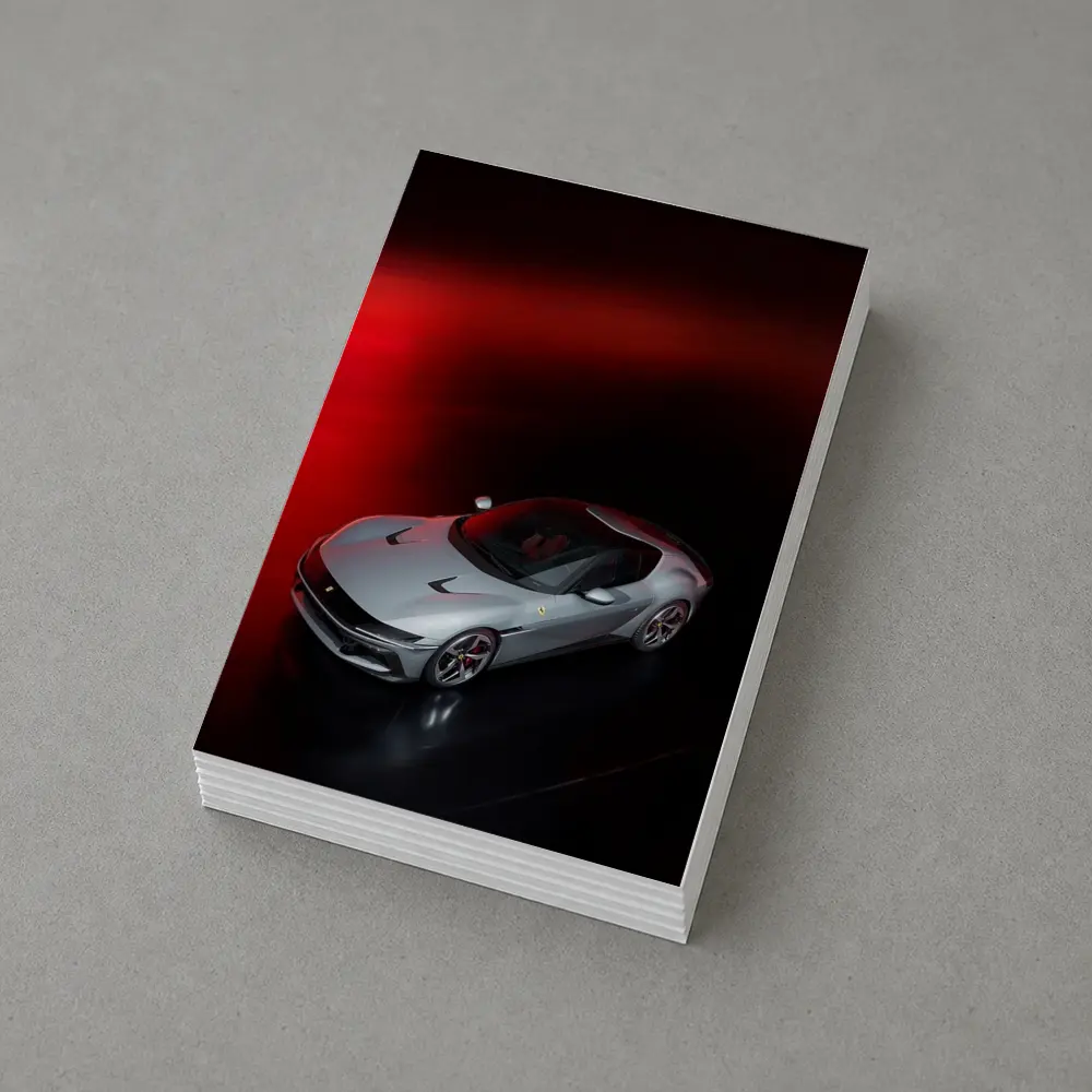 Ferrari Twelve Cylinders Silver Car Dark Studio – Postcards