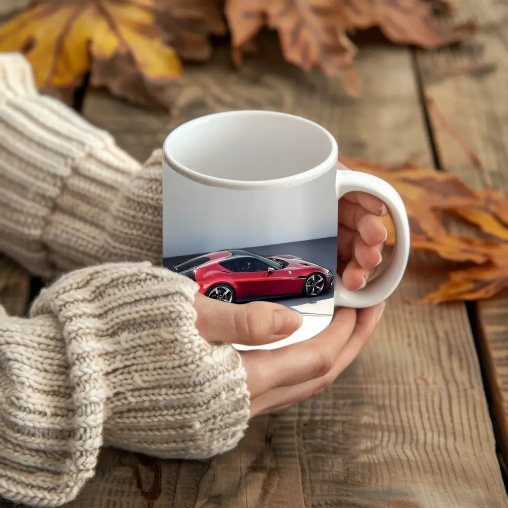 Ferrari 12 Cilindri Red Car Studio Background – Mugs
