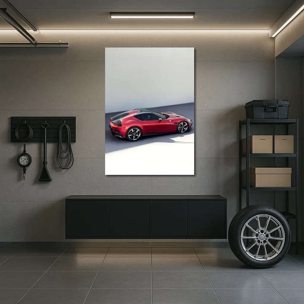 Ferrari 12 Cilindri Red Car Studio Background – Wall Art
