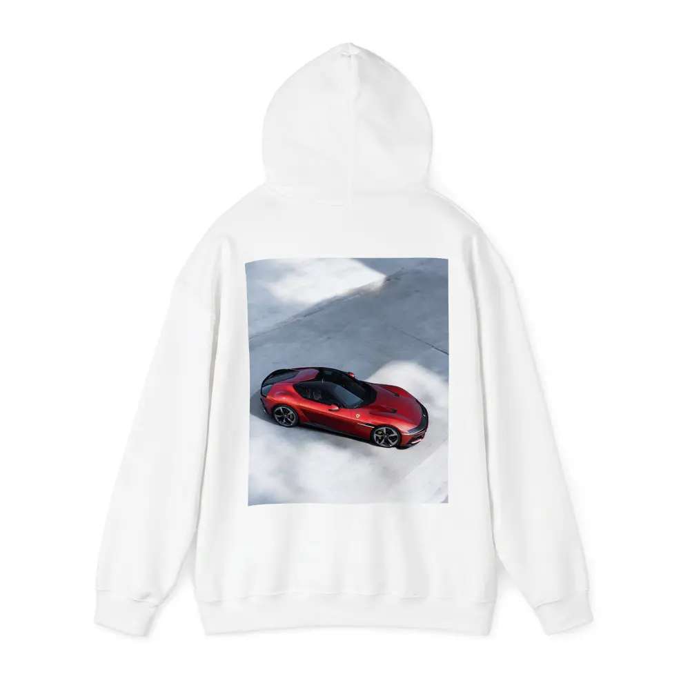 Ferrari 12 Cilindri Red Car Aerial View – Hoodies