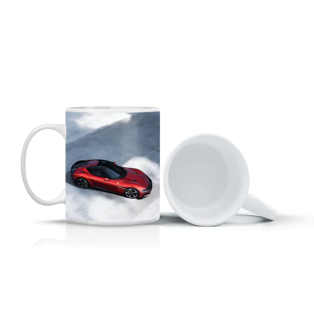 Ferrari 12 Cilindri Red Car Aerial View – Mugs