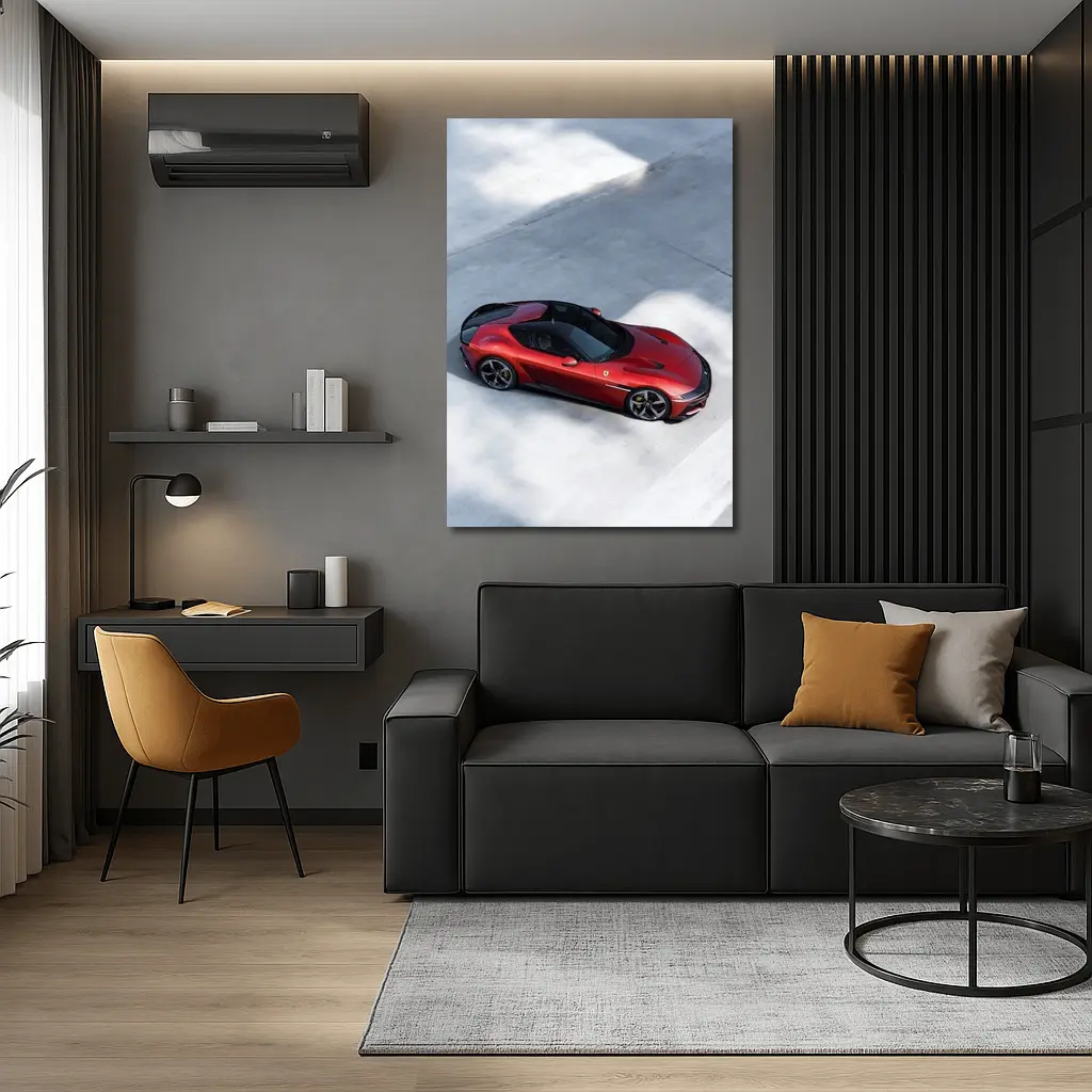 Ferrari 12 Cilindri Red Car Aerial View – Wall Art