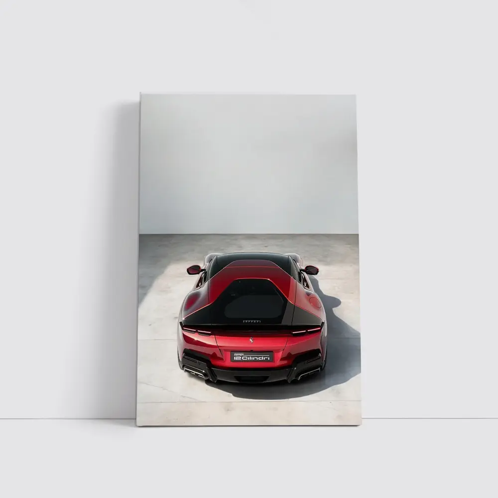 Ferrari 12 Cilindri Red Rear Studio View – Wall Art