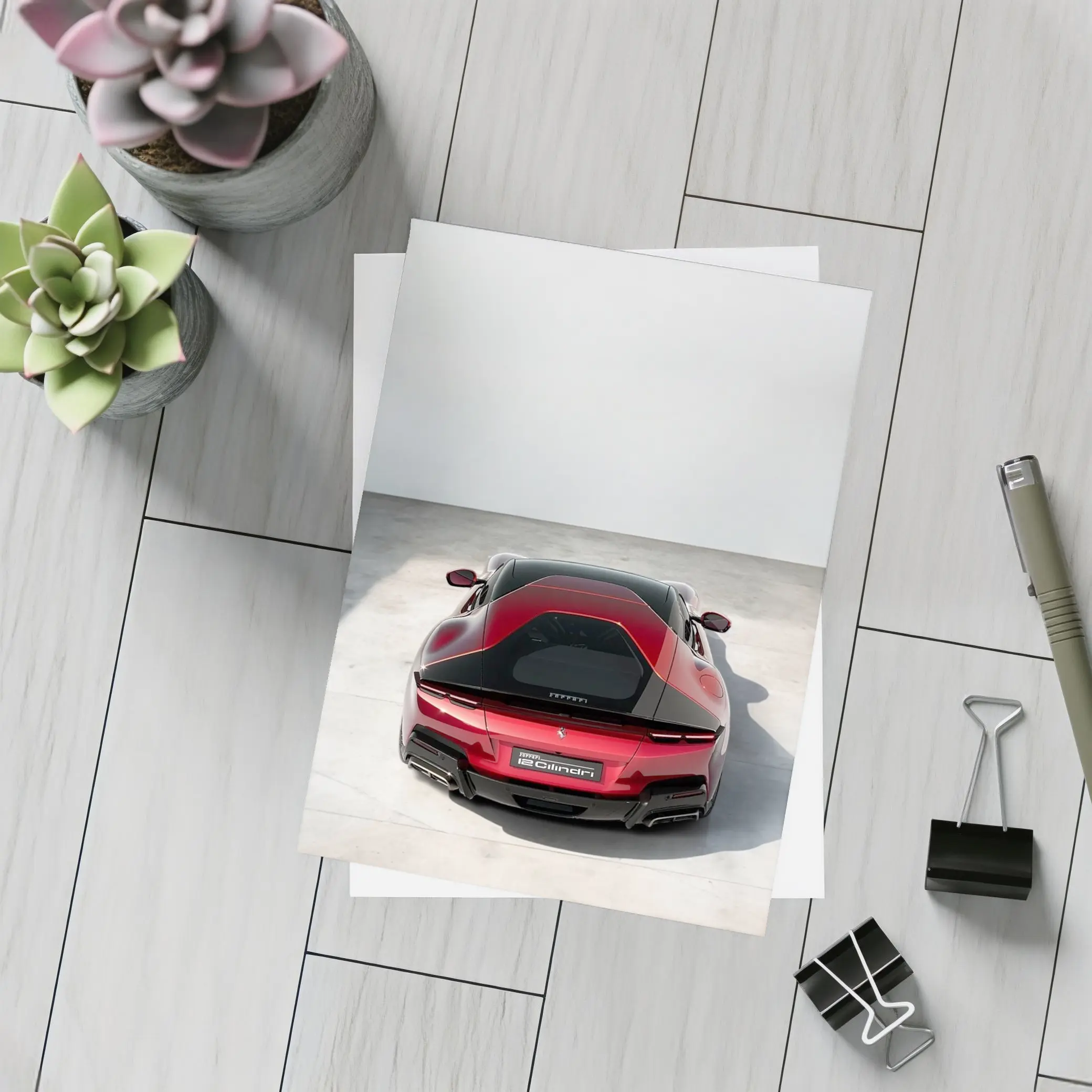 Ferrari 12 Cilindri Red Rear Studio View – Postcards