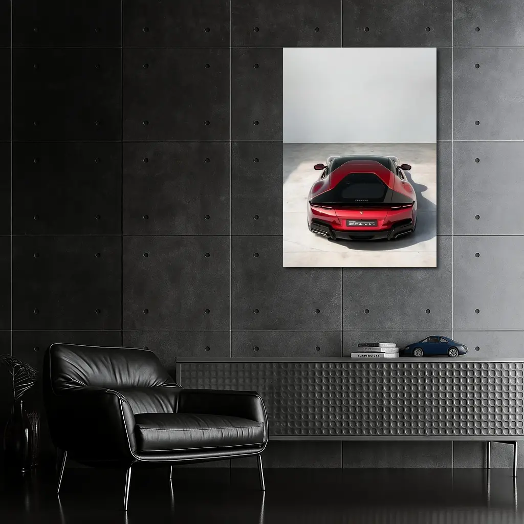 Ferrari 12 Cilindri Red Rear Studio View – Wall Art