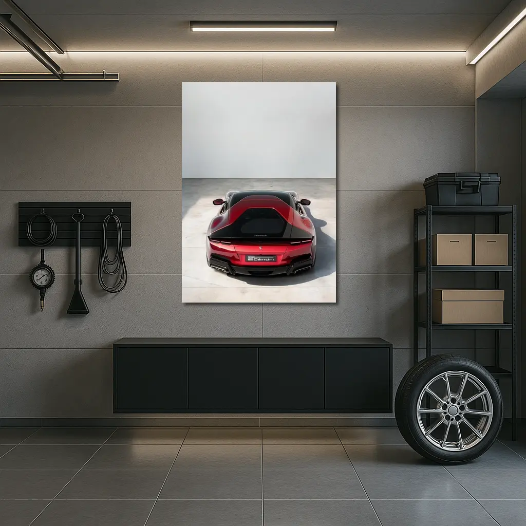 Ferrari 12 Cilindri Red Rear Studio View – Wall Art
