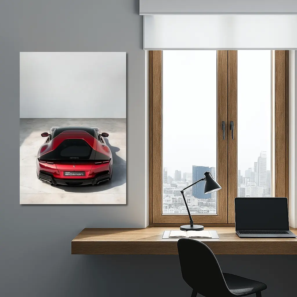 Ferrari 12 Cilindri Red Rear Studio View – Wall Art