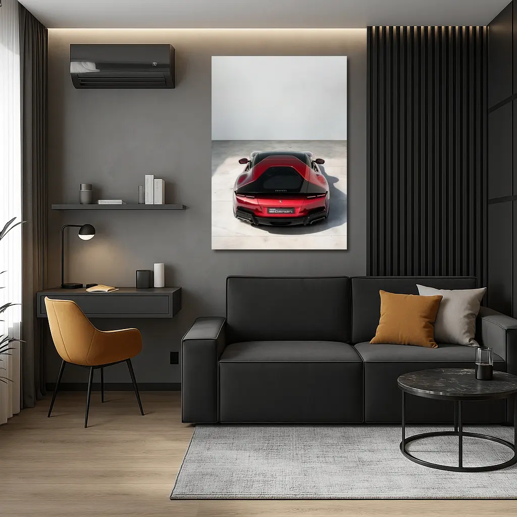 Ferrari 12 Cilindri Red Rear Studio View – Wall Art