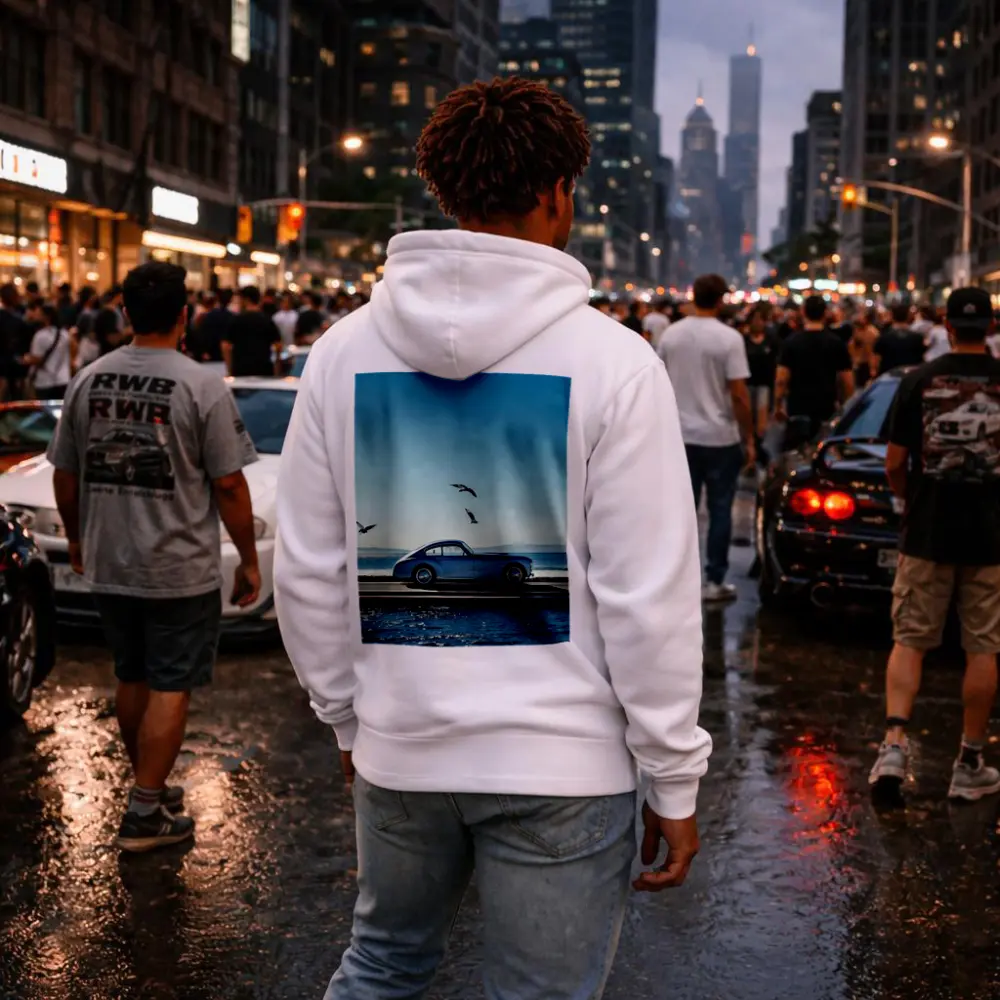 Ferrari 166 Inter Blue Coastal Scene – Hoodies