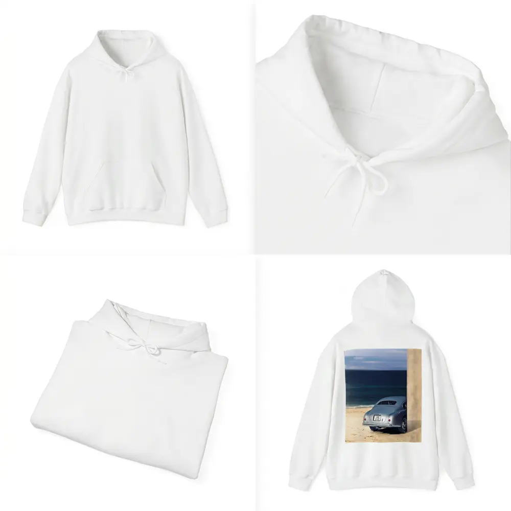 Ferrari 166 Inter Silver Beach Coastal Scene – Hoodies