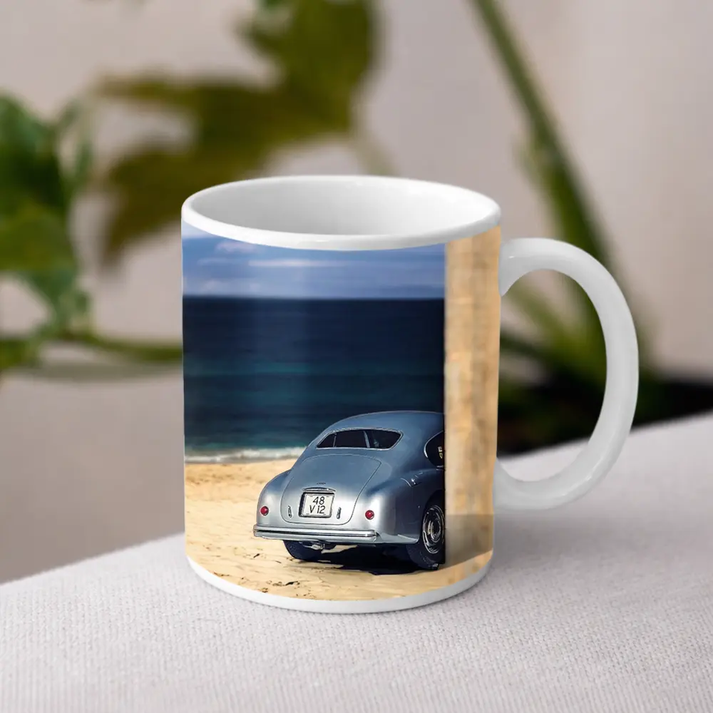 Ferrari 166 Inter Silver Beach Coastal Scene – Mugs