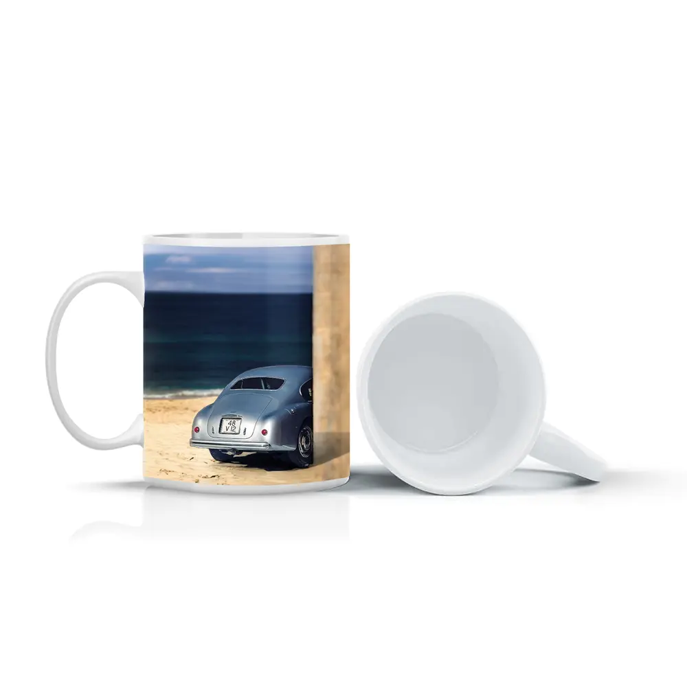 Ferrari 166 Inter Silver Beach Coastal Scene – Mugs