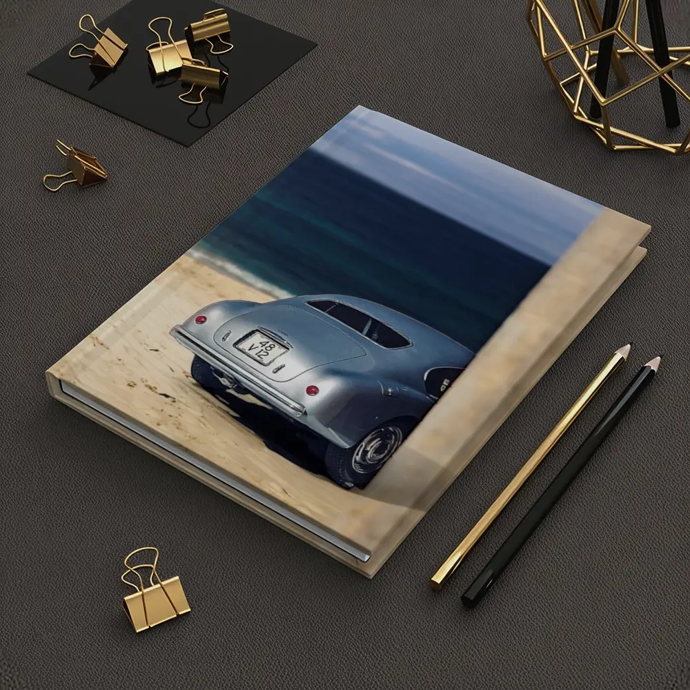 Ferrari 166 Inter Silver Beach Coastal Scene – Notebooks