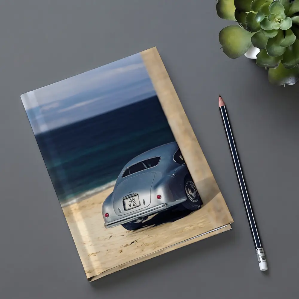 Ferrari 166 Inter Silver Beach Coastal Scene – Notebooks