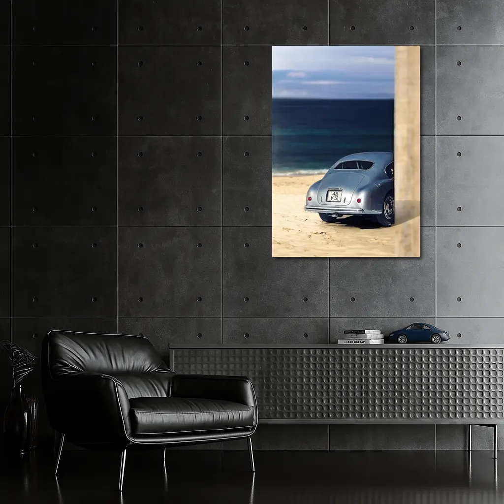 Ferrari 166 Inter Silver Beach Coastal Scene – Wall Art