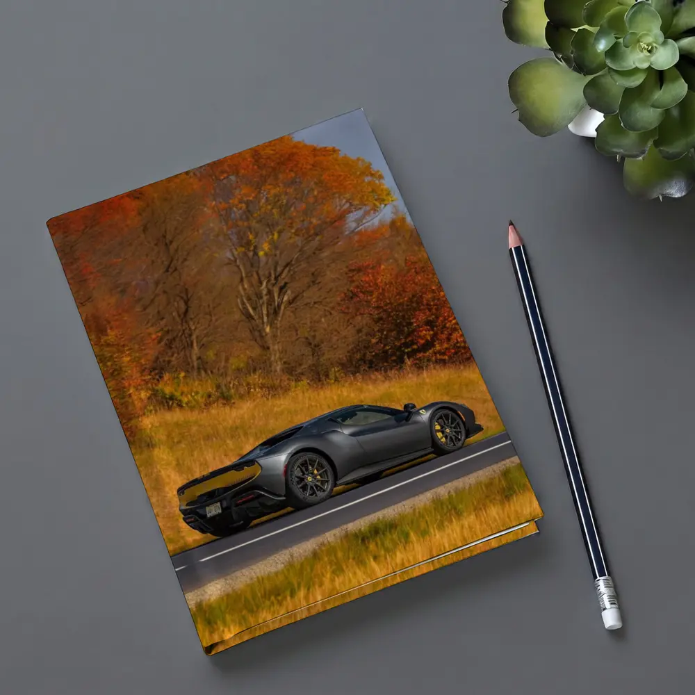 Ferrari 296 GTB Matte Gray Autumn Road – Notebooks