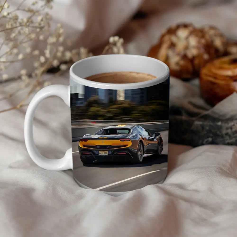 Ferrari 296 GTB Speeding Through City Highway – Mugs