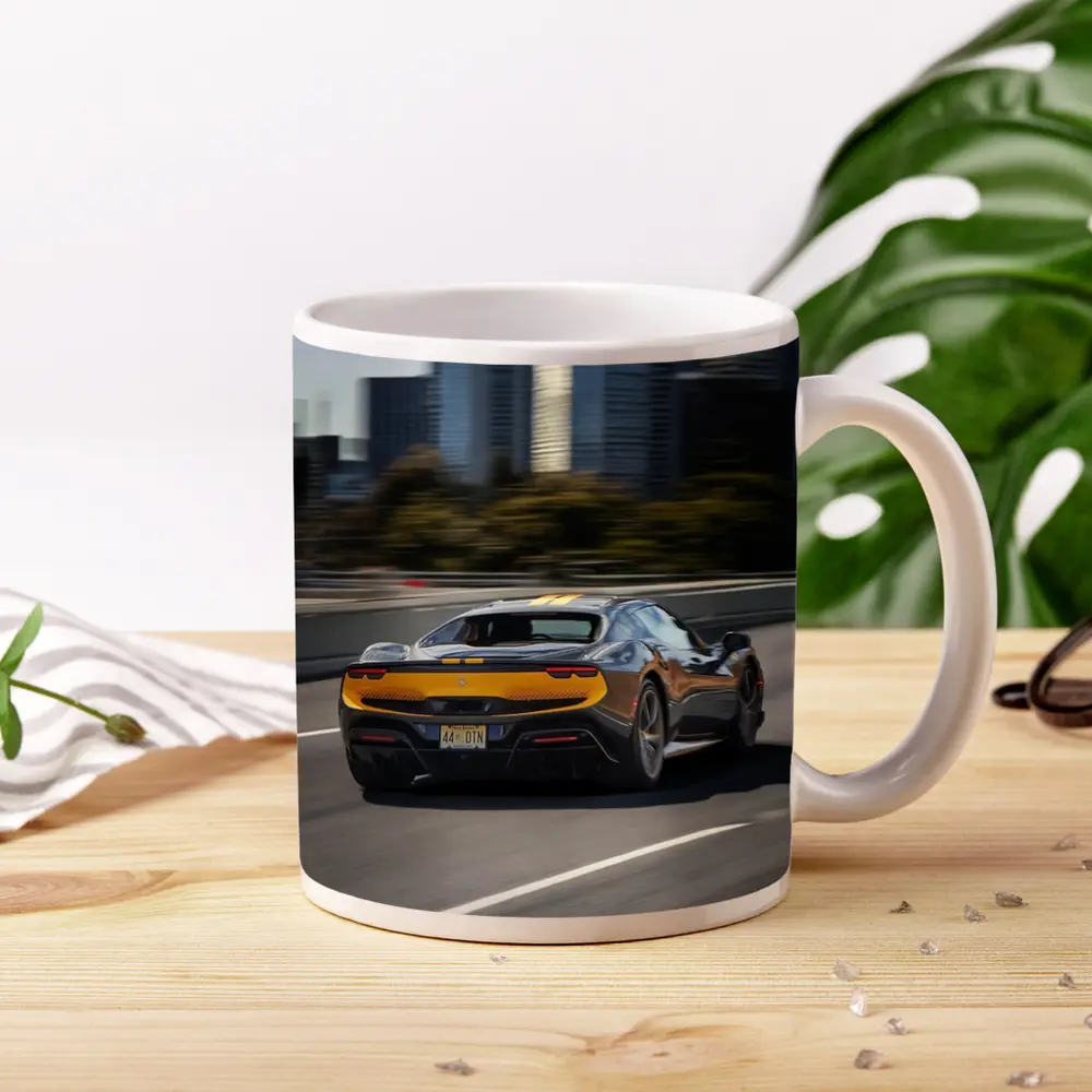 Ferrari 296 GTB Speeding Through City Highway – Mugs