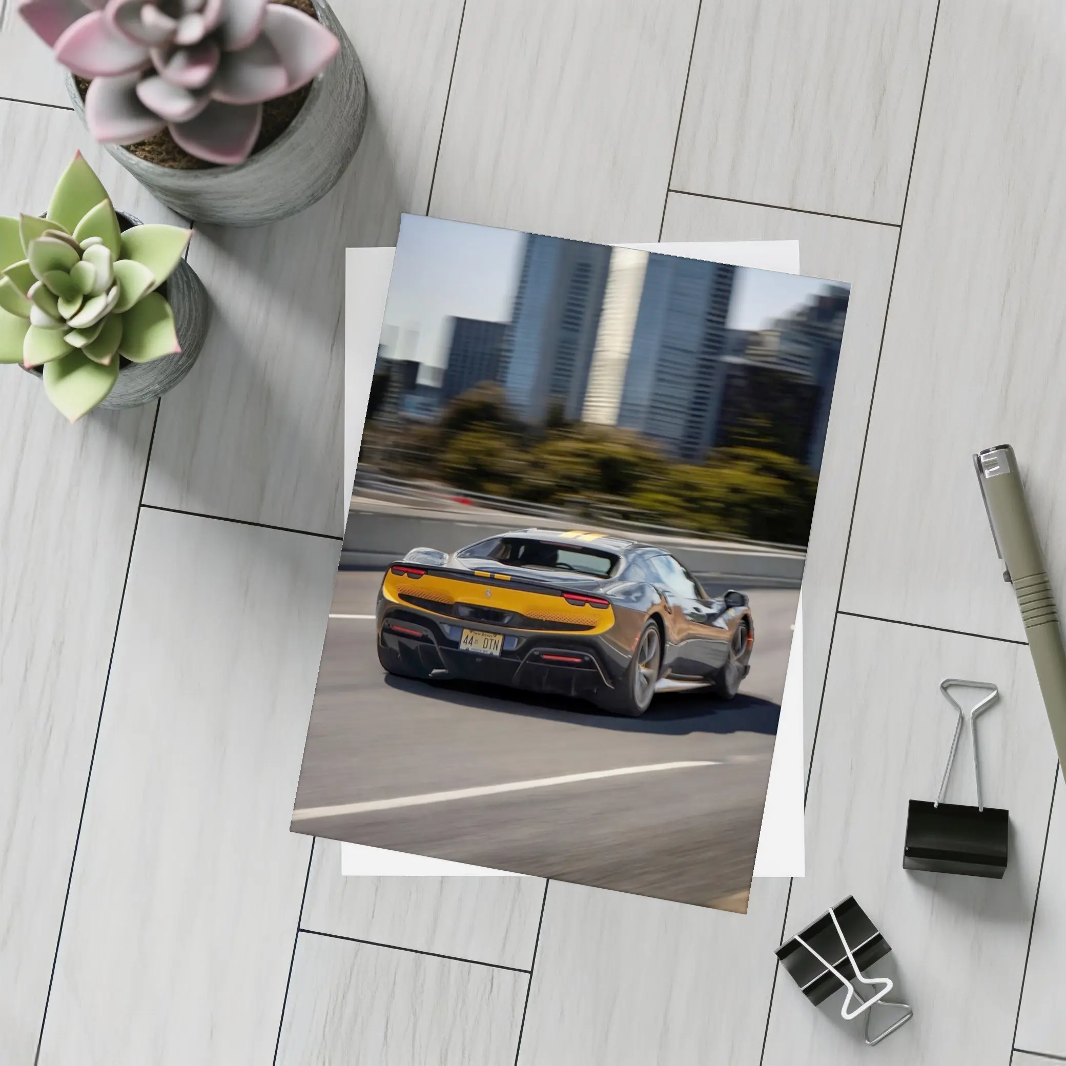 Ferrari 296 GTB Speeding Through City Highway – Postcards