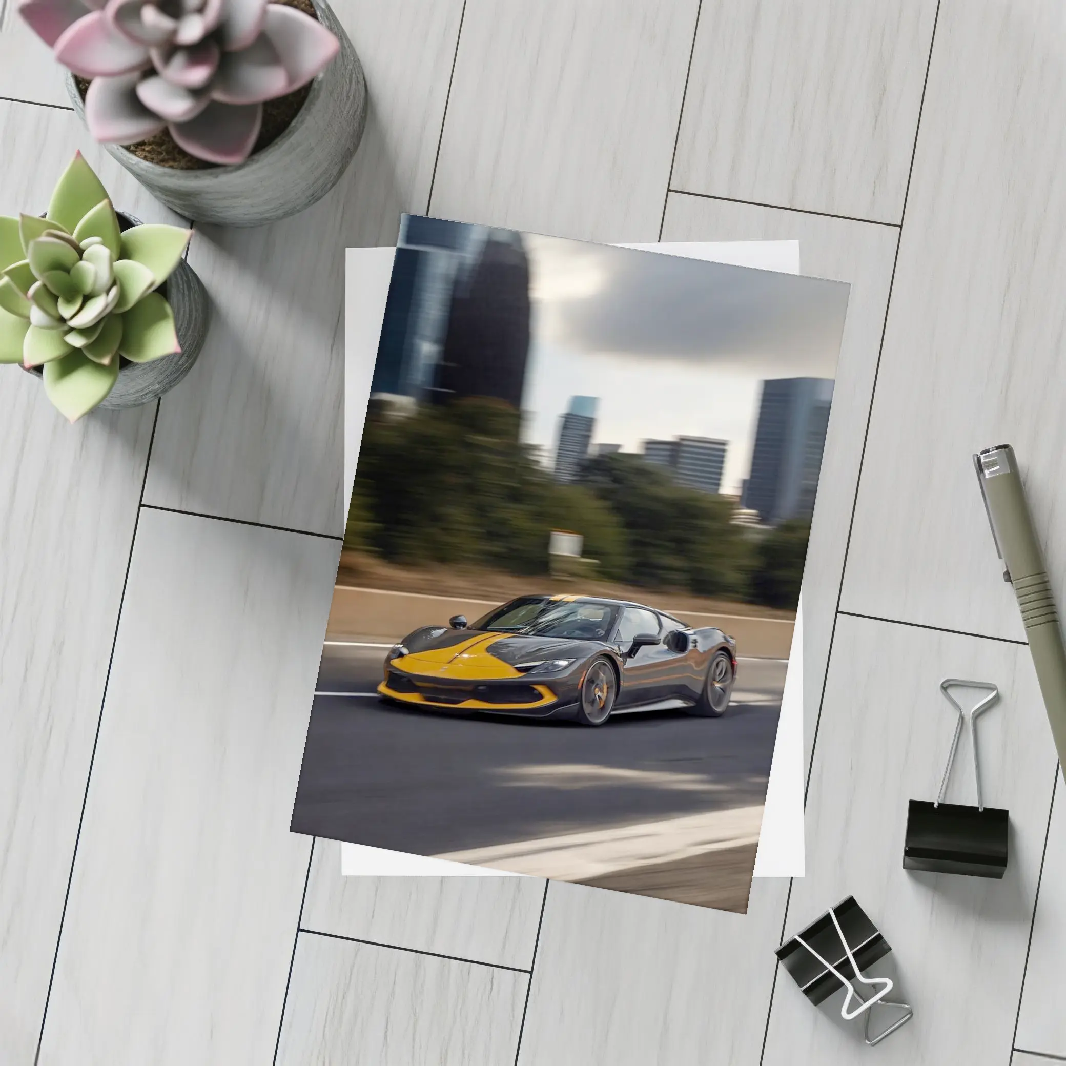 Ferrari 296 GTB Yellow Black City Speed – Postcards