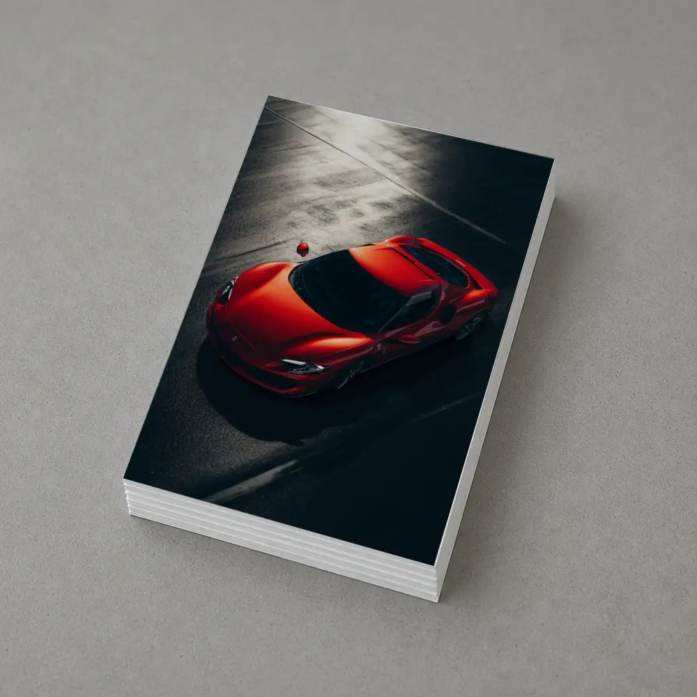 Ferrari 296 GTB Red on Dark Pavement – Postcards