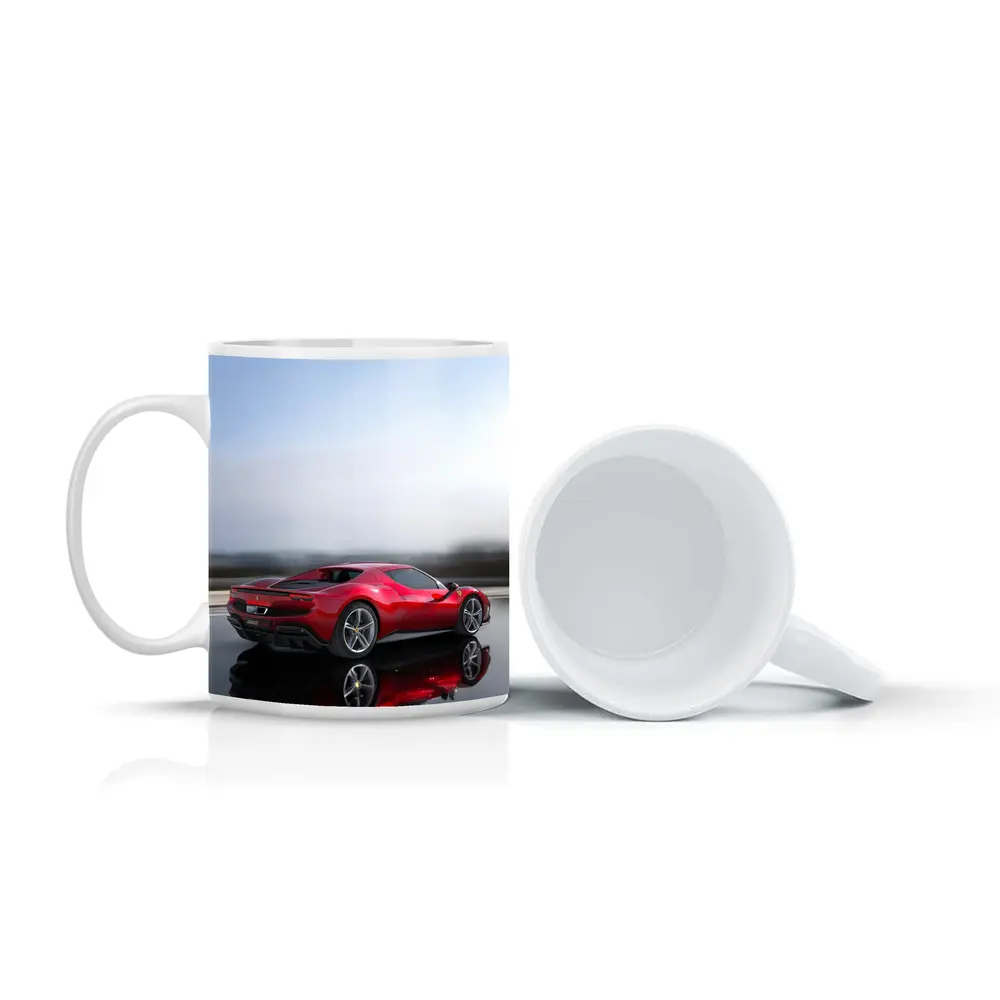 Ferrari 296 GTB Red On Open Road – Mugs